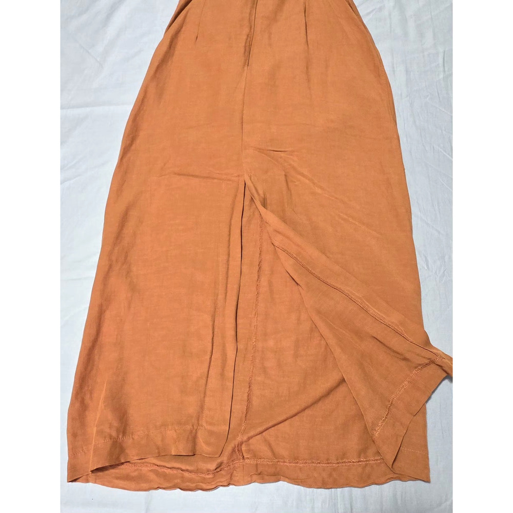 Dixie Made in Italy Burnt Orange Linen Blend Cut-Out Maxi Dress - Size S - Boho - Picture 8 of 11
